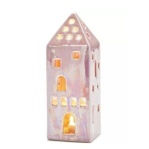 HOLIDAY LANE Pastel Prism Porcelain House LED Light-Up Decor, Pink